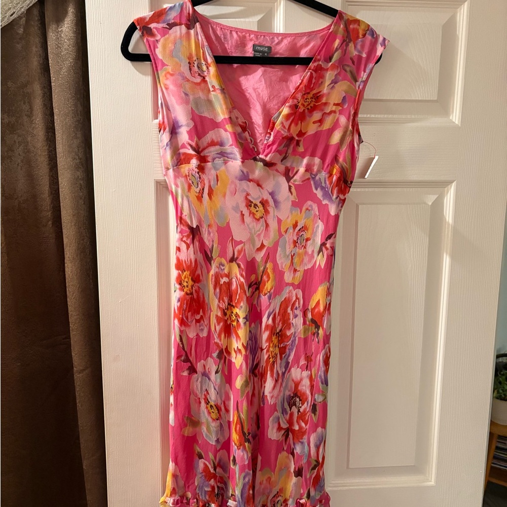 100% silk floral dress
